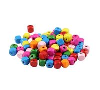 Generico 50 perline quadrate in legno di colore misto, 8/10 mm, per realizzare collane e bracciali fai da te in legno(10x10mm 50pcs)
