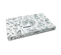 Generico 50 PZ Scatola Porta PIZZA 40x60x5 cm Bianca con Stampa ripetuta Nera - scatole per pizze da asporto al taglio misura da teglia intera