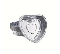 Generico 50 Vaschette Alluminio a forma di CUORE 14x13.5 cm