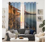 Generico 58.5 L x 183 A cm Tende Camera da Letto Orizzonte con Ponte Moderno Arancione, 2 Pannelli Oscuranti Motivo, Soluzione Ideale per Creare un'Atmosfera Rilassante e Notte Serena
