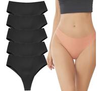 Generico 5PCS Aura Invisible Camel Toe Thong High Waisted Seamless Thongs for Ladies No Show Panty Pack (5PCS-G,M)