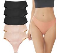 Generico 5PCS Aura Invisible Camel Toe Thong High Waisted Seamless Thongs for Ladies No Show Panty Pack (5PCS-E,S)