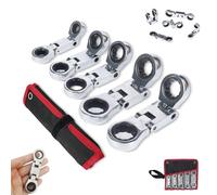 Generico 5pcs Dual-Drive Nano Flex-Head Pocket Ratchet, 180° Flex Dual-Drive Nano Ratchet, 3/4“ dual-drive nano flex-head pocket ratchets, Foldable, for Cramped Repairs (1Set)