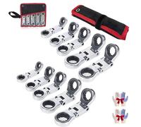 Generico 5pcs Dual-Drive Nano Flex-Head Pocket Ratchet, 3/4“ Inch Retractable Ratchets Wrenches Set, Double Box End Ratcheting Wrench Set, Foldable, Ratchet Spanner Crooked for Narrow Spaces (2Set)