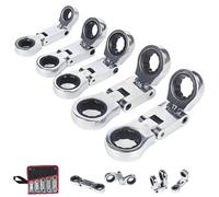 Generico 5pcs Dual-Drive Nano Flex-Head Pocket Ratchet, 3/4“ Inch Retractable Ratchets Wrenches Set, Double Box End Ratcheting Wrench Set, Foldable, for Narrow Spaces (1 set)