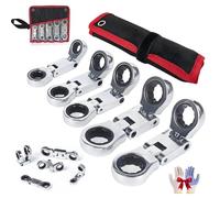 Generico 5pcs Dual-Drive Nano Flex-Head Pocket Ratchet, 3/4“ Inch Retractable Ratchets Wrenches Set, Double Box End Ratcheting Wrench Set, Foldable, Ratchet Spanner Crooked for Narrow Spaces (1Set)