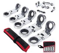 Generico 5pcs Dual-Drive Nano Flex-Head Pocket Ratchet, 3/4“ Inch Retractable Ratchets Wrenches Set, Double Box End Ratcheting Wrench Set, Ratchet Spanner Crooked for Narrow Spaces (1set)