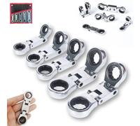Generico 5pcs Dual-Drive Nano Flex-Head Pocket Ratchet, Double Box End Ratcheting Wrench Set, 3/4 in Adjuster Tightness, Ratchet Spanner Crooked for Narrow Spaces (1pcs)