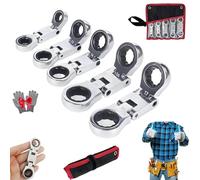 Generico 5PCS Dual-Drive Nano Flex-Head Pocket Ratchet, Mini Adjustable 3/4“ Inch Retractable Ratchets Double Box End Ratcheting Wrenches Set, Foldable, for Narrow Spaces (1 Set)