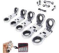 Generico 5PCS Dual-Drive Nano Flex-Head Pocket Ratchet, Retractable Ratchets Wrenches Set, Double Box End Ratcheting Wrench Set, 180° Foldable, Ratchet Spanner Crooked for Narrow Spaces (1set)