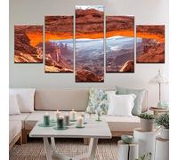 Generico 5Pcs Quadri Moderni Mesa Arch Canyon Vista all'alba del sole Quadro Pittura su tela Poster da Parete Decorazione Murale Soggiorno Camera Letto