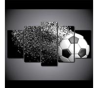 Generico 5Pcs Quadri Moderni Pallone da calcio che scoppia in movimento frammentato Quadro Pittura su tela Poster da Parete Decorazione Murale Soggiorno Camera Letto