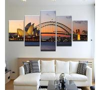 Generico 5Pcs Quadri Moderni Teatro dell'opera del porto di Sydney Quadro Pittura su tela Poster da Parete Decorazione Murale Soggiorno Camera Letto