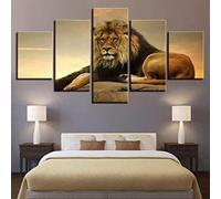 Generico 5X Pittura su Tela, Leone che riposa su una roccia al tramonto Immagini, Foto di Arte della Parete con Cornice, Camera Bagno Decorazione