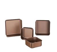 Generico 6/7/8/9 pollici - 1 set di stampo for torta in acciaio al carbonio, teglia quadrata for torta, teglia antiaderente spessa, stampo for pizza, pane, torta, utensili da forno(4pcs-set)