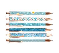 Generico 6-Pack Push-Type Ballpoint Pens, Durable Metal Body With Cute Cartoon Patterns, Retractable Click-Action Stationery Set For Office Home And School, Refillable Design