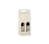 Generico 6 SCATOLE VINI 18x9x38.5 cm Scatola PORTABOTTIGLIE VINO da 2 posti | 6 SCATOLE PER BOTTIGLIE BOTTIGLIA IN CARTONE PREGIATO (Pelle Bianco)
