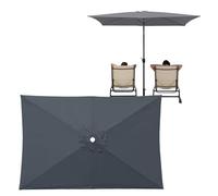 Generico 6 Stecche Copertura di Ricambio per Ombrellone Rettangolare, Rechange Telo per Ombrellone Impermeabile AntiUV 30+, Nessuno Sbiadimento, per Giardino, Spiaggia, Piscina(Gray,2.1X1.4m)