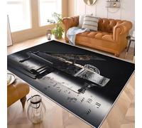 Generico 60x90 cm Tappeto per Soggiorno Note Artistiche Per Pianoforte Pelo Corto Antiscivolo Lavabile Stampato Tappeto Nero per Camera da letto, Sala da pranzo Camera dei Bambini