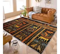 Generico 60x90 cm Tappeto per Soggiorno Stile Etnico Tribale Pelo Corto Antiscivolo Lavabile Stampato Tappeto Arancia per Camera da letto, Sala da pranzo Camera dei Bambini