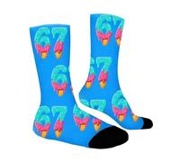 Generico 67 Calzini Gelato 6 7 Meme Novità Sei Sette Numeri Calzinis Bambini Bambine Ragazzi Calzini al Ginocchio con Motivi Cartoon Morbidi Elastici Comodi per tutti i giorni Feste in maschera