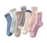 Generico 7 Pairs Fuzzy Socks for Women, Cozy Warm Fluffy Slipper Socks, Super Soft Microfiber Cozy Sleeping Socks, Aesthetic Fleece Winter Socks (A)