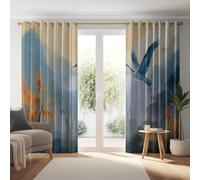 Generico 75 L x 166 A cm (2Pannelli) Tende Oscuranti Per Camera Da Letto, Tende Con Stampa Di Natura Poetica Animali Gru - Per Soggiorno Sala Da Pranzo Set Camera Da Letto (Coppia) Blu