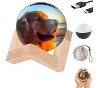 Generico 7cm 3D Crystal Memory Orb Ball - Personalized Video & Photo Uploadable Sphere Lamp, USB Rechargeable LED Glass Memory Sphere, Custom Gift for Anniversary/Birthday/Wedding (Black)