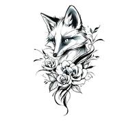 Generico 8 Fogli Colorati di Tatuaggi Finti da Donna a Forma di Rosa del Re Leone, Adesivi temporanei Impermeabili, Animali, Volpi, Teschi, Braccia, Arte, Bellezza, Totem, Vernice(14-QTBS-8574)