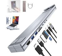 Generico 8-in-1 USB-C Laptop Stand,Fold able Portable cyber brace,Adjustable Ergonomic Computer Stand for Home Offices Corporate (Silver, 28.5 * 7.5 * 3.2CM/11.22 * 2.9 * 1.2in)