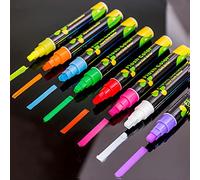 Generico 8 Pack Pennarelli a Gesso Cancellabili con Punta Reversibile Palla e Incisione da 6mm Evidenziatori Fluorescenti per Tavolo del Menù LED Bistro Disegno AD Arte POP Vetro Finestra Lavagna