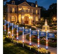 Generico 8 Piece Solar American Flag Pathway Lights, US Solar Flag Lights with 8 Lighting Modes, Memorial Day Decorations with Red White and Blue Light for Garden Outdoor Yard