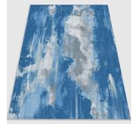 Generico 80 x 150 cm Soffice Tappeto Lavabili Antiscivolo, Retrò Pittura A Olio Nuvole Stampa Per Cucina Soggiorno Ufficio, Blu Bianco Flanella Pelucchi Corti Tappetino Durevole e Facile da Curare