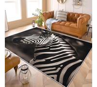 Generico 80x150 cm Tappeto per Soggiorno Zebra In Primo Piano Pelo Corto Antiscivolo Lavabile Stampato Tappeto In Bianco E Nero per Camera da letto, Sala da pranzo Camera dei Bambini