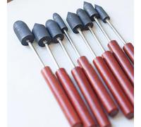 Generico 8pcs Graphite Reamer Set, Glass Hole Expander, with Wood Handle, Anti-Stick Coating, High Temperature Resistance, Conical And Cylindrical Heads, Glass Crafting Shaping Tool, for Glassblowers