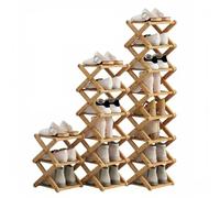 Generico 9-Tier Foldable Bamboo Shoe Rack, No-Assembly Vertical Slim Shoe Organizer, Tall Narrow Space-Saving Shoe Shelf for Entryway, Closet & Dorm (Wood color,5 Tiers)