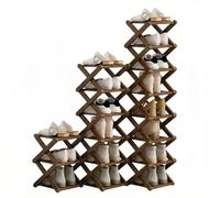 Generico 9-Tier Foldable Bamboo Shoe Rack, No-Assembly Vertical Slim Shoe Organizer, Tall Narrow Space-Saving Shoe Shelf for Entryway, Closet & Dorm (Brown,9 Tiers)