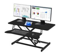 Generico 94 x 40 CM Scrivania regolabile in altezza(Gamma regolabile in altezza:15-48cm),Convertitore da Scrivania In Piedi con Vassoio della Tastiera,per due monitor, supporta 16,78 kg-Nero