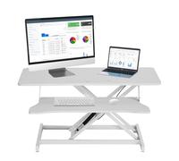 Generico 94 x 40 CM Scrivania regolabile in altezza(Gamma regolabile in altezza:15-48cm),Convertitore da Scrivania In Piedi con Vassoio della Tastiera,per due monitor, supporta 16,78 kg-Bianco