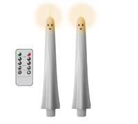 Generico a batteria - 9.45in Ghost sfarfalliazione | Candili a LED senza fiamma in PVC con timer di controllo telecomando White ghost-face Real Wax Effect | Decorazione da tavolo da esterno