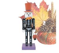 Generico A Forma di Teschio Decorazione in Legno con Scheletro E Spettrali | Statua Per Halloween Per Scrivania, Libreria, Mobile D'Ingresso, Comodino, Mensola