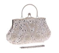 Genérico À Main Perlé - Pochette De Soirée Élégante, À Bandoulière En Chaîne Chic | Accessoire De Mode With Style Raffiné, De Grande Capacité For Mariage Bal Fête Date Cocktail, argento, Consulte la