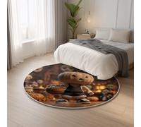 Generico A Pelo Corto e resistente ai colori Arancione Tappeto Rotondo Fantasia Zucca Pallacanestro,Lavabile Camera Dei Bambini Tappeto per Camera da Letto Carpets 160 cm