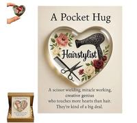 Generico A Pocket Hug for HairStylists, Mini Hairdresser Tools Heart Pocket Hug Token, With Greeting Cards, For Hairstylist (Black)