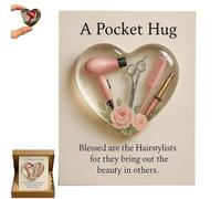 Generico A Pocket Hug for HairStylists, Mini Hairdresser Tools Heart Pocket Hug Token, With Greeting Cards, For Hairstylist (Pink)