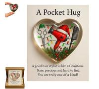Generico A Pocket Hug for HairStylists, Mini Hairdresser Tools Heart Pocket Hug Token, With Greeting Cards, For Hairstylist (Red)