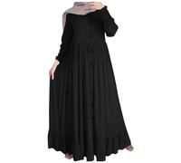 Generico Abaya per le donne - Abito musulmano Abayas Abito sciolto Islamico Dubai Caftano Abito da donna Abaya Manica Lunga Girocollo Preghiera Dressse Un Pezzo