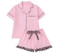 Generico Abbigliamento Donna Casual, Elegante Pigiama Comodo per Coppia per San Valentino Traspirante A Maniche Corte con Pantaloncini Coordinati Abbigliamento da Casa