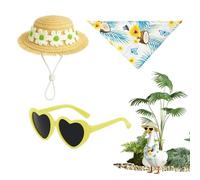 Generico Abbigliamento Per Statua Di Oca - Cappello Di Paglia E Occhiali Da Sole | Costume Oca da Giardino Stampa | Adatto A Vacanze Estive Feste In Piscina Mare Giardino Cortile Interno