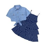 Generico Abbigliamento sportivo per bambina,Coordinato Estivo Tuta Neonata Completivi da Bambina Estivi abiti bambini Due Pezzi Completi con Tenere e Simpatiche Fantasie Regalo Ragazze Compleanni